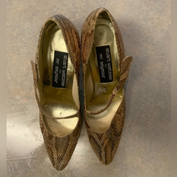 STUART WEITZMAN GOLD METALLIC HIGH HEEL SHOES - Picture 3 of 14
